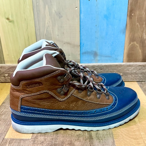 🥾 Timberland Euro Sprint Hiker Boots – A1FVC – Brown & Blue Leather – Size 10.5 - Picture 3 of 10